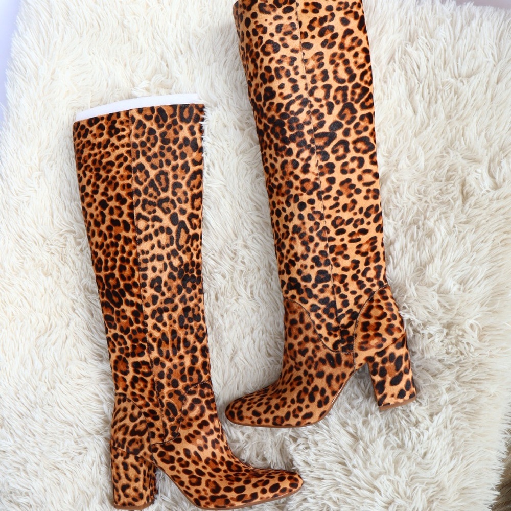 Gianni Bini Jellenia Leopard Print Haircalf Boots - Picture 4 of 14